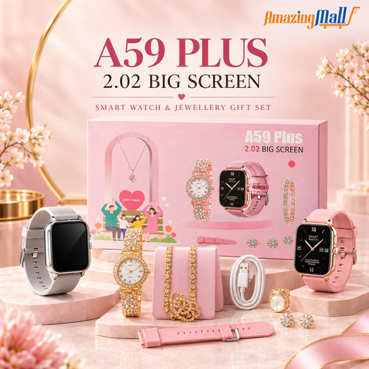 A59 Plus 2.02" Big Screen Smartwatch & Luxury Jewelry Gift Set for Women | Amazing Mall