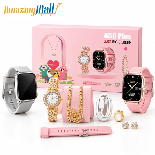 A59 Plus 2.02" Big Screen Smartwatch & Luxury Jewelry Gift Set for Women | Amazing Mall