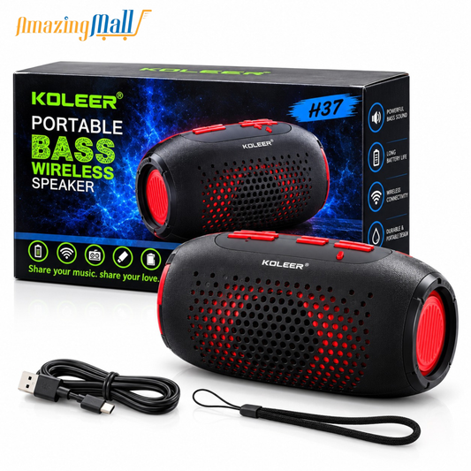 KOLEER H37 Portable Wireless Bluetooth Speaker with Heavy Bass | Amazing Mall