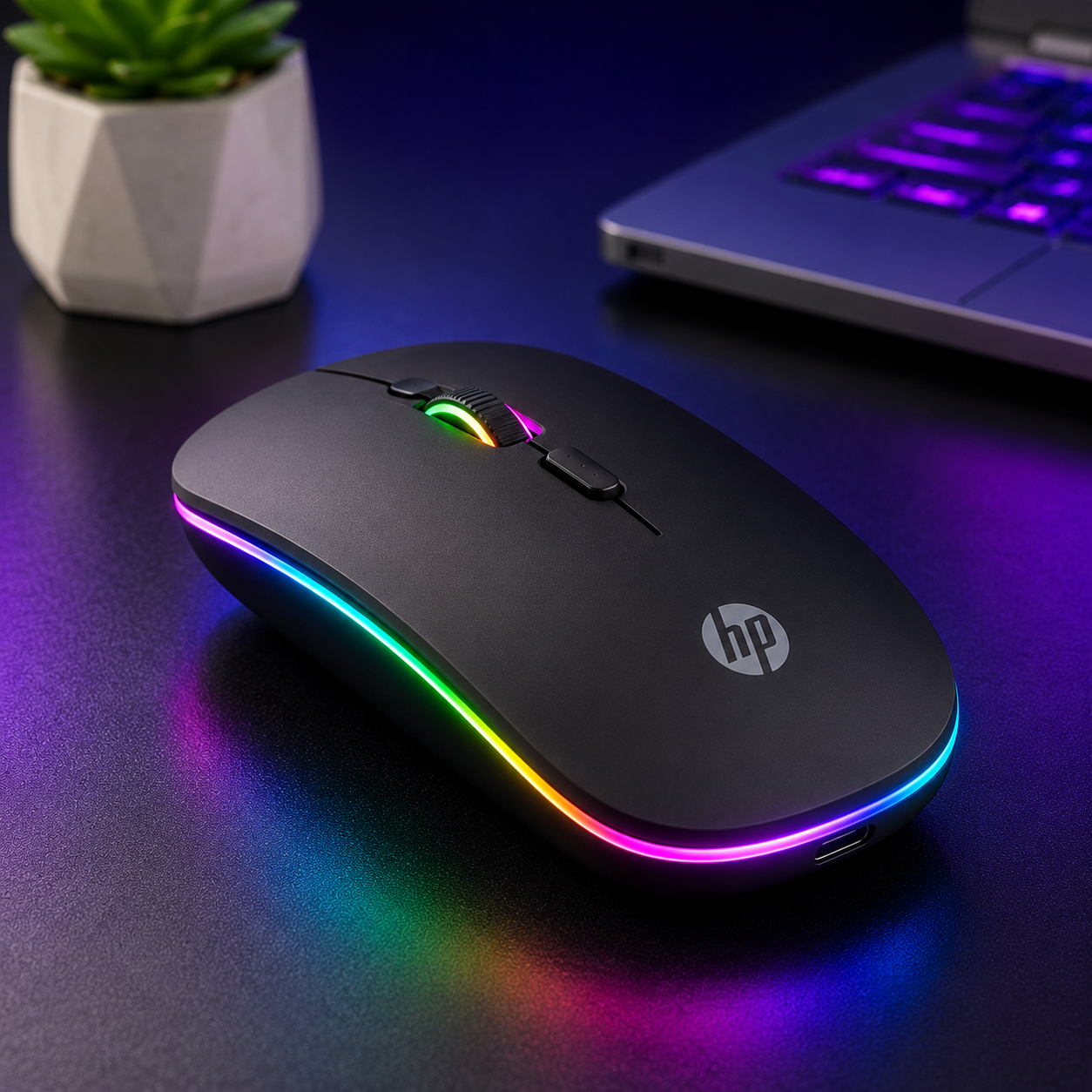 HP W10 Wireless RGB Rechargeable Mouse
