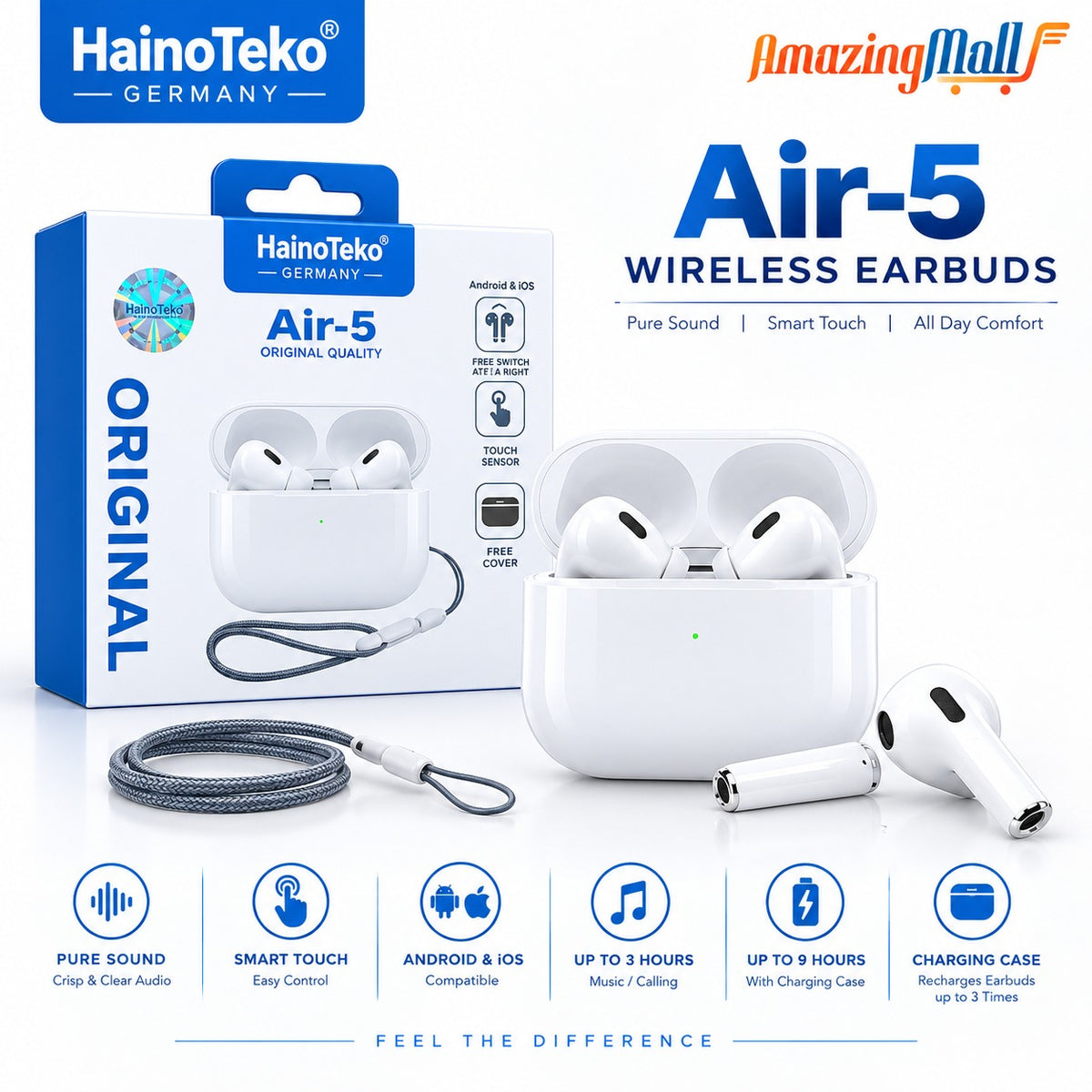 HainoTeko Germany Air-5 True Wireless Earbuds with Touch Sensor | Amazing Mall