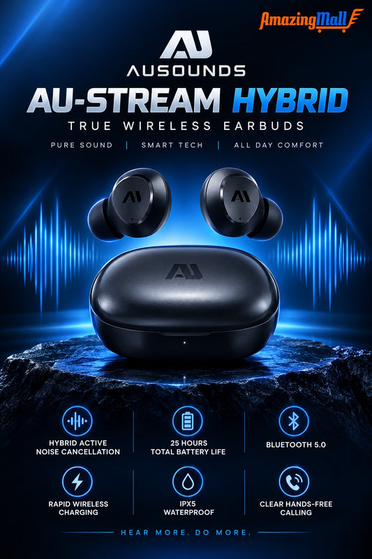 AUSOUNDS AU-Stream Hybrid True Wireless Noise-Cancelling Earbuds | Amazing Mall